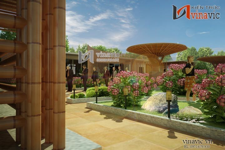 Sân vườn mẫu thiết kế nhà hàng đẹp NH01