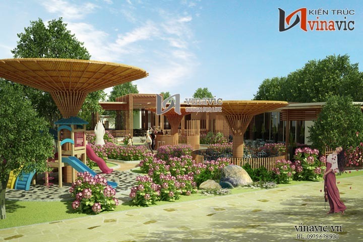 Sân vườn mẫu thiết kế nhà hàng đẹp NH01_1