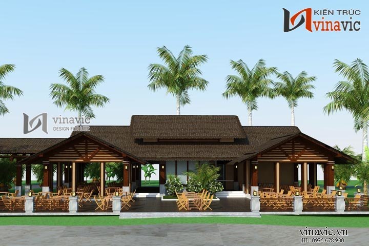 Xem mẫu nhà hàng đơn giản hòa mình vào thiên nhiên NH04