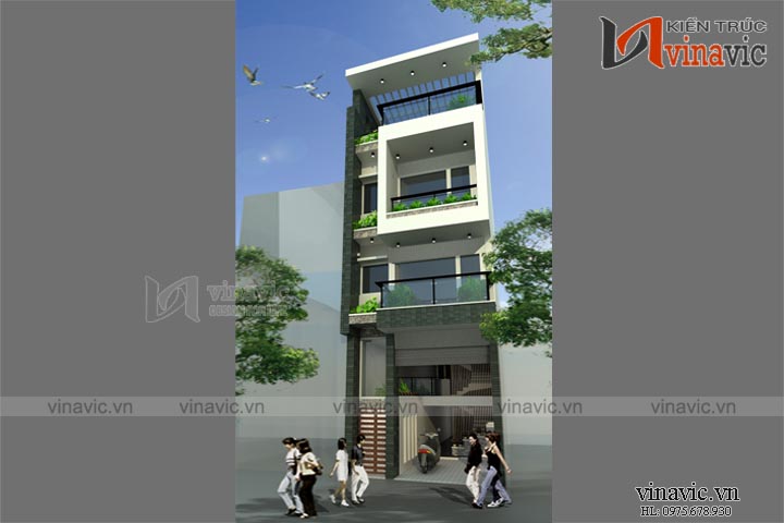 Góc nhìn khác mẫu thiết kế nhà ống đẹp 3 tầng NO1452