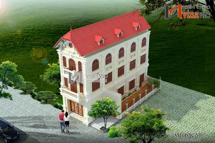 Góc nhìn tổng thể mẫu nhà ống đẹp 3 tầng NO1430