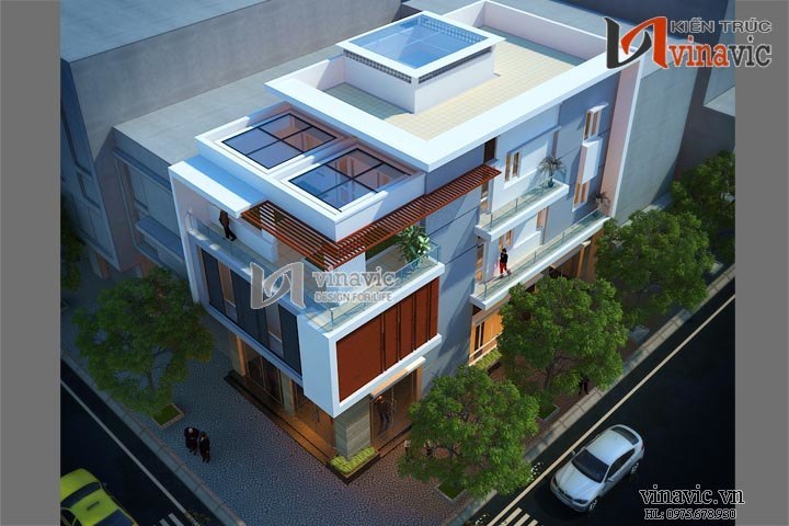 Góc nhìn trên cao của mẫu nhà ống 3 tầng NO1431