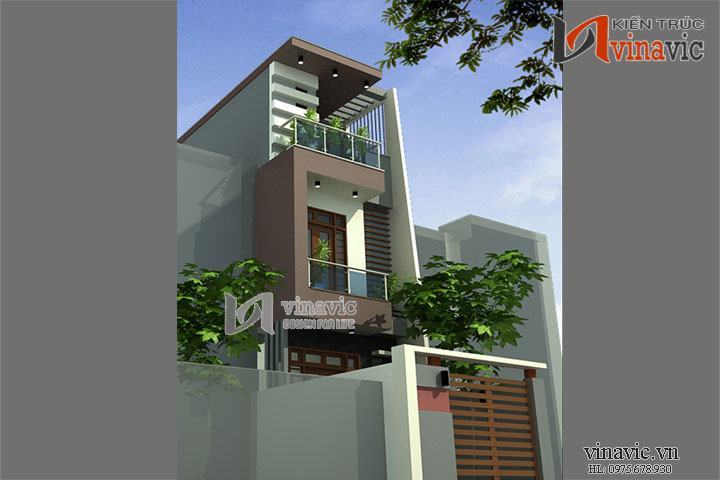 Phối cảnh góc nhìn khác mẫu nhà ống 3 tầng NO14331_