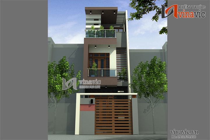 Mẫu thiết kế nhà ống đẹp 3 tầng hiện đại và khỏe khoắn NO1433