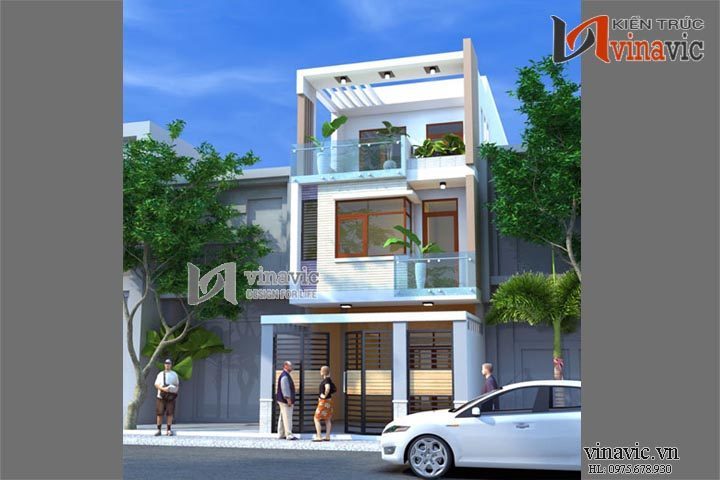 Góc nhìn khác mẫu thiết kế nhà ống đẹp 3 tầng NO1441