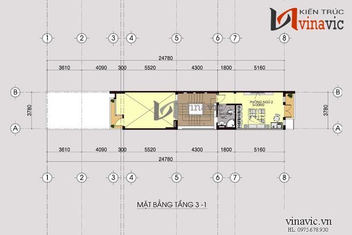 Mặt bằng tầng 3_1 mẫu nhà ống đẹp NO1415