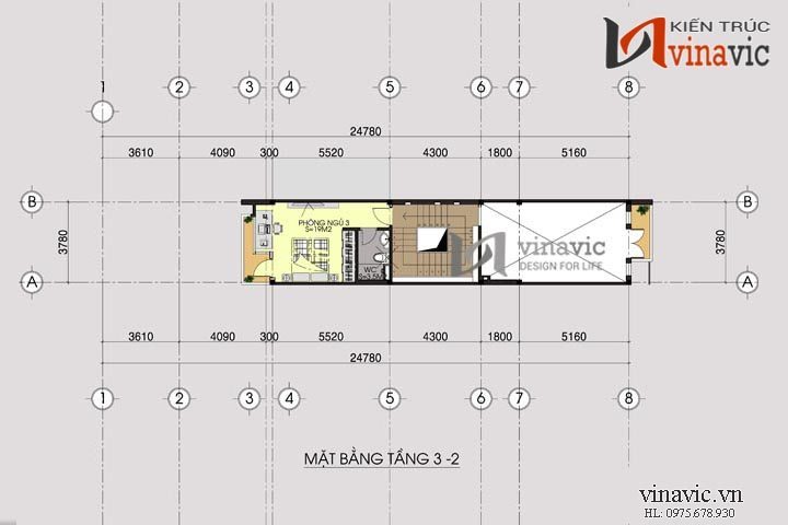 Mặt bằng tầng 3_2 mẫu nhà ống đẹp NO1415