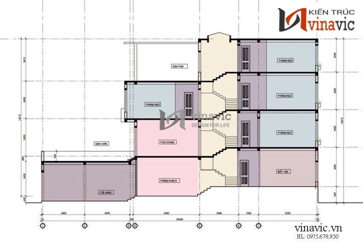 Mặt cắt mẫu nhà ống đẹp NO1415
