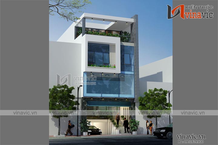 Mẫu nhà ống đẹp 5 tầng thiết kế hiện đại kết hợp kinh doanh NO1453