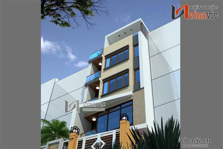 Cận cảnh mẫu nhà ống đẹp 5 tầng NO1434