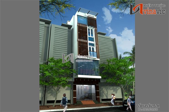 Mẫu thiết kế nhà ở văn phòng đẹp 6 tầng hiện đại thanh lịch NO1435