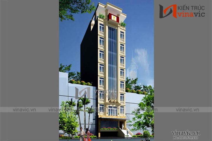 Tham khảo mẫu thiết kế nhà ống đẹp 9 tầng tân cổ điển NO1429