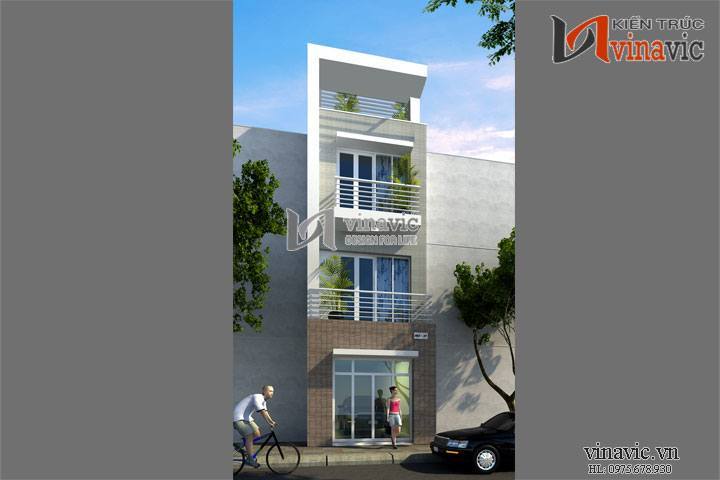 Mẫu thiết kế nhà ống đẹp 4 tầng phong cách hiện đại NO1425