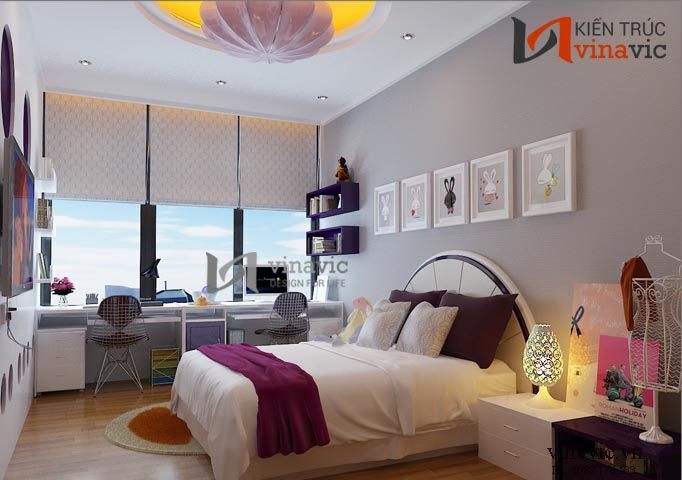 Phòng ngủ con nội thất chung cư NTC1401