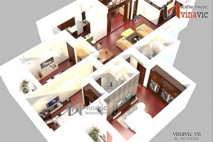 Mặt bằng tổng thể các phòng trong căn hộ NTC1405