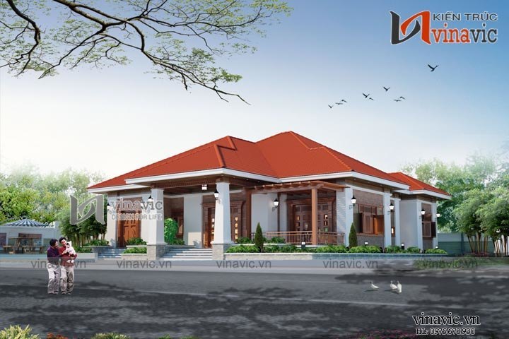 Nhà vuông đẹp 1 tầng phong cách hiện đại BT1509