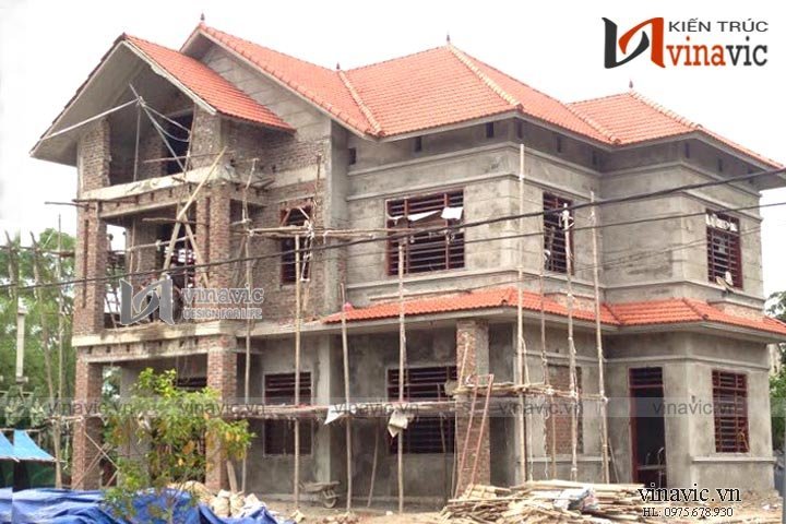 Phần thi công hoàn thiện công trình biệt thự 2 tầng TCBT1455