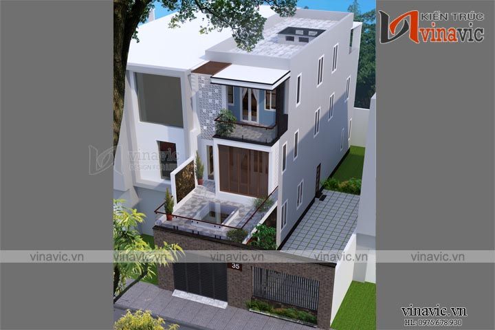 Góc nhìn trên cao mẫu thiết kế nhà ống đẹp 3 tầng BT1616 Góc nhìn trên cao mẫu thiết kế nhà ống đẹp 3 tầng BT1616