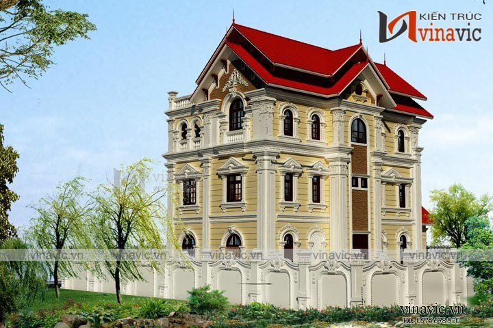 View khác Biệt thự đẹp 3 tầng ngang 9m sâu 16m mái ngói đỏ tươi BT1652