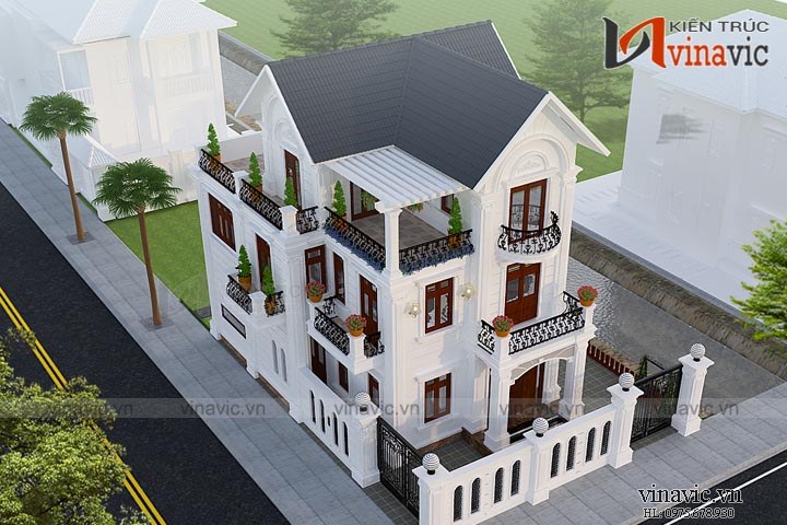 Biệt thự 3 tầng 120m2 5 phòng ngủ 2 mặt tiền 8m đầu tư khoảng 2 tỷ BT1657