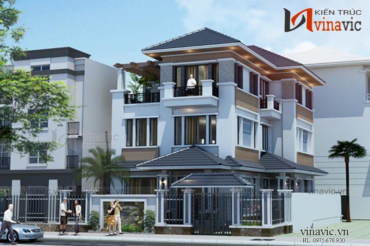 Mẫu biệt thự 3 tầng 120m2 hiện đại 