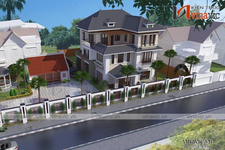 góc nhìn khác mẫu biệt thự đẹp 3 tầng hiện đại 1 mặt tiền