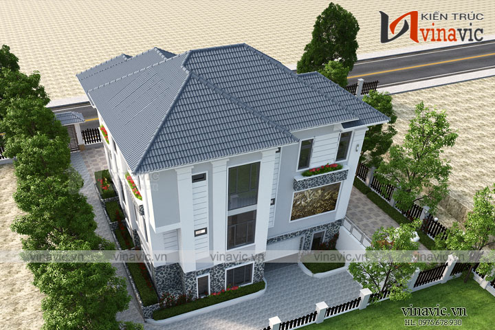 Mẫu nhà 2 tầng 4 phòng ngủ ngang 11m thiết kế theo phong cách hiện đại 