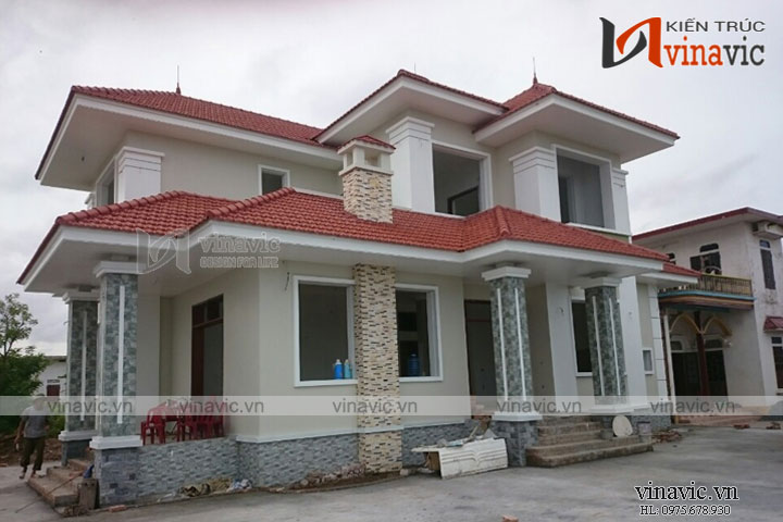 Hoàn thiện công trình biệt thự vườn với nghệ thuật tổ hợp mái thái kỳ diệu TCBT1660