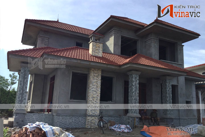 Hoàn thiện công trình biệt thự vườn với nghệ thuật tổ hợp mái thái kỳ diệu TCBT1660