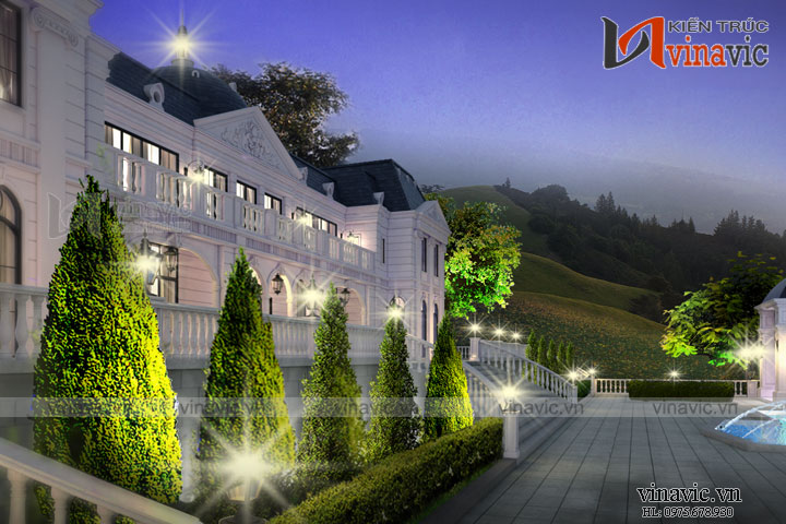 Tiểu cảnh thực vật tiền sảnh lâu đài biệt thự châu Âu cổ 