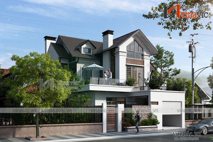 View khác Thiết kế nhà 2 tầng 4 phòng ngủ diện tích 150m2