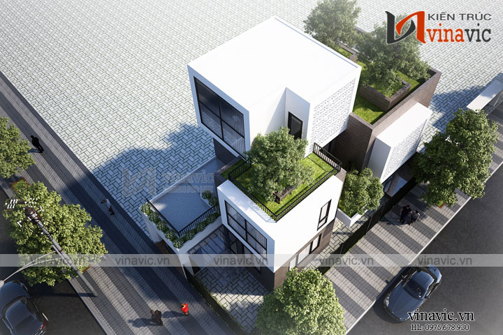 mẫu nhà 3 tầng hiện đại mặt tiền 8m