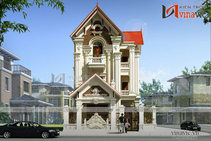 Phối cảnh góc nhìn chính mẫu cải tạo nhà biệt thự 3 tầng 