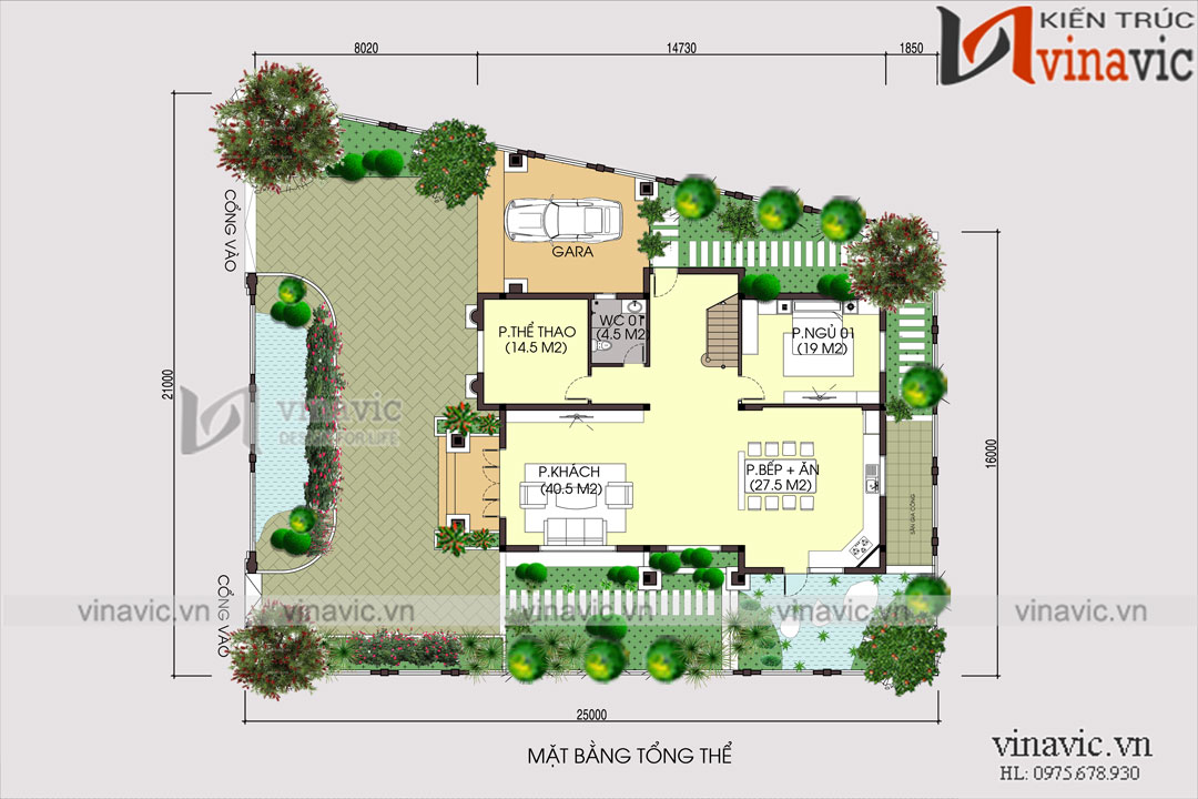  thiết kế nhà 3 tầng có tầng lửng - Mặt bằng tổng thể