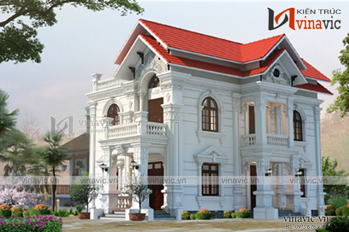 Phối cảnh góc nhìn khác Mẫu thiết kế nhà 2 tầng 1 tum