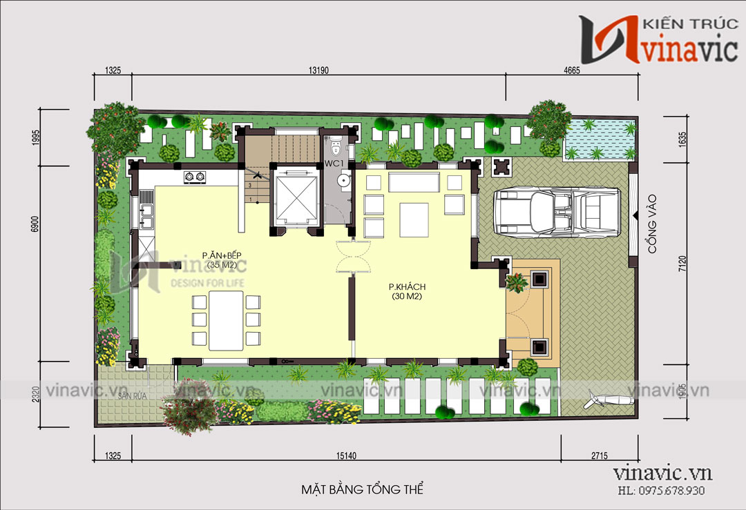 Cách bố trí công năng lý tưởng cho nhà phố 7x14m 3 tầng