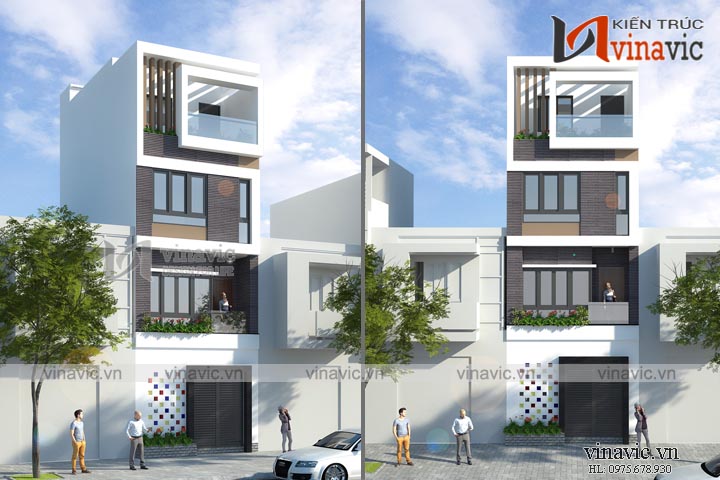 Mẫu thiết kế nhà ống hiện đại 4 tầng NO1620