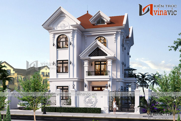 Phối cảnh góc nhìn khác Biệt thự đẹp 3 tầng tân cổ điển