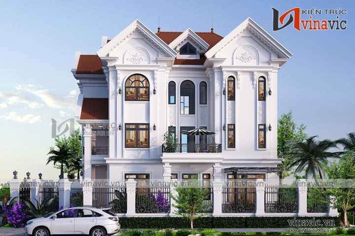 Phối cảnh góc nhìn khác Biệt thự đẹp 3 tầng tân cổ điển