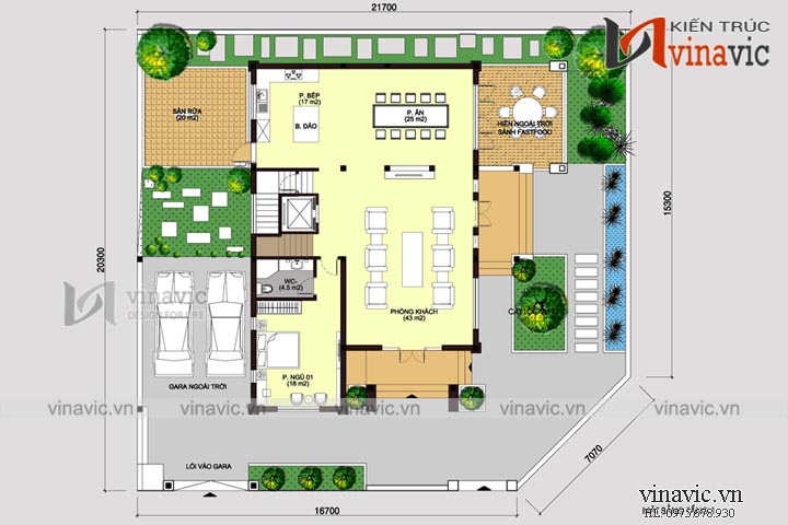 Mặt bằng tổng thể Biệt thự đẹp 3 tầng tân cổ điển