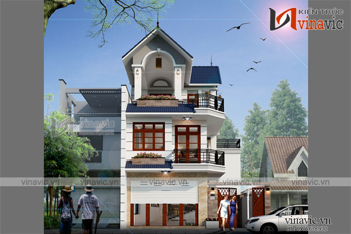 Phối cảnh mặt tiền đường chính thiết kế nhà ống 2 mặt tiền sang trọng