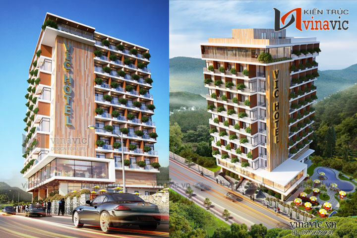 Hình dựng 3D toàn cảnh công trình thiết kế khách sạn đẹp 4 sao sang trọng 