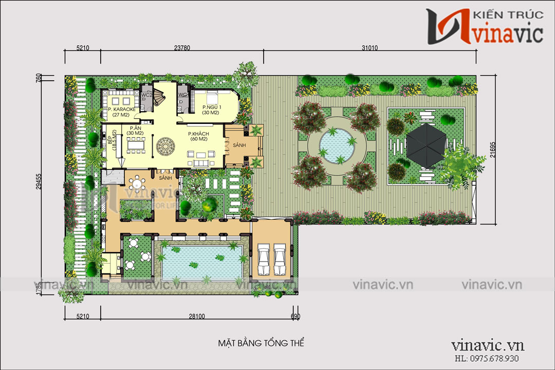Mặt bằng tổng thể mẫu biệt thự 3 tầng cao cấp