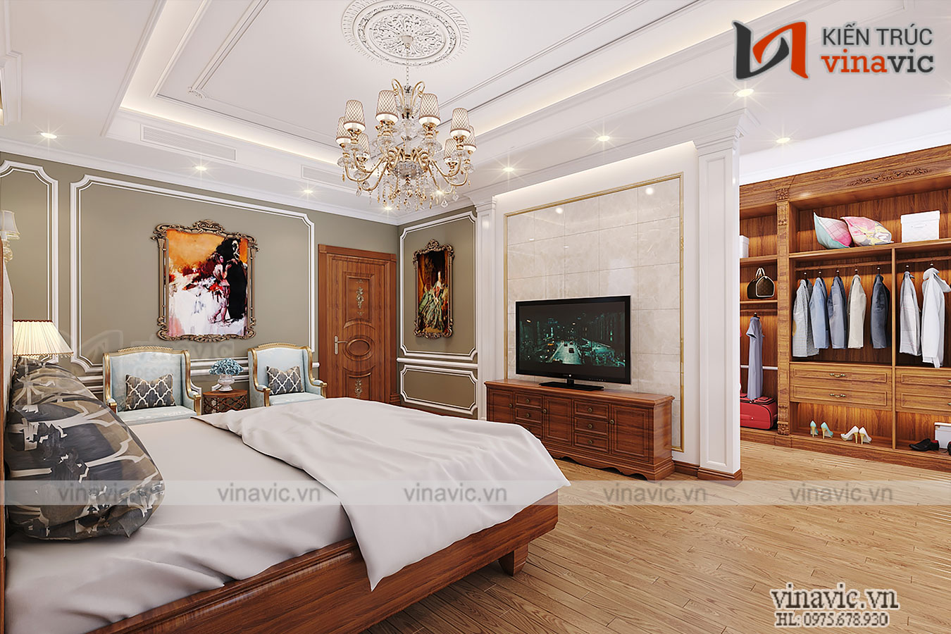 Nội thất phòng ngủ mẫu nhà đẹp 2 tầng mặt tiền 20m