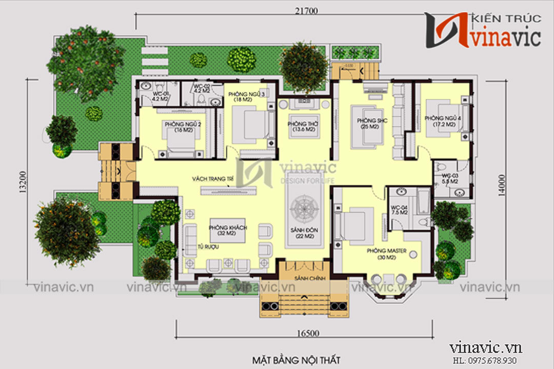 Thiết kế nhà vườn 280m2 4 phòng ngủ mặt tiền 16m ở Hậu Giang BT1804 Thiết kế nhà vườn 280m2 4 phòng ngủ mặt tiền 16m ở Hậu Giang BT1804