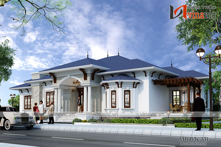 Thiết kế nhà vườn 280m2 4 phòng ngủ mặt tiền 16m ở Hậu Giang BT1804