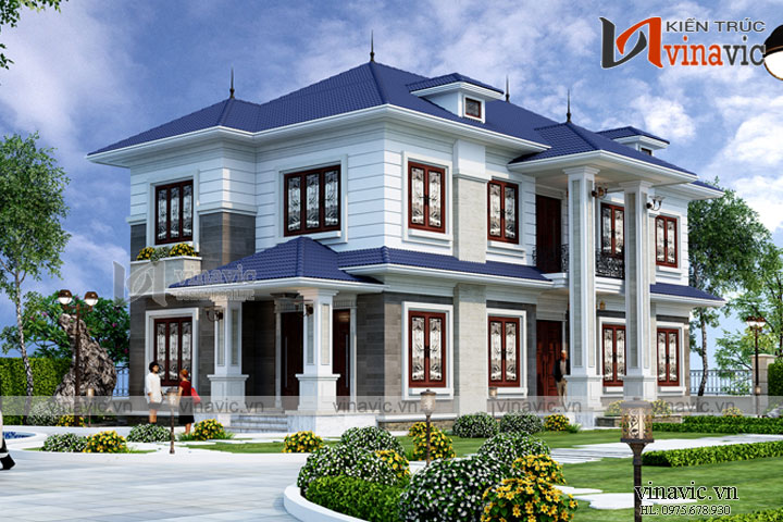 Bản thiết kế biệt thự 2 tầng 5 phòng ngủ cao cấp ở Phú Quốc