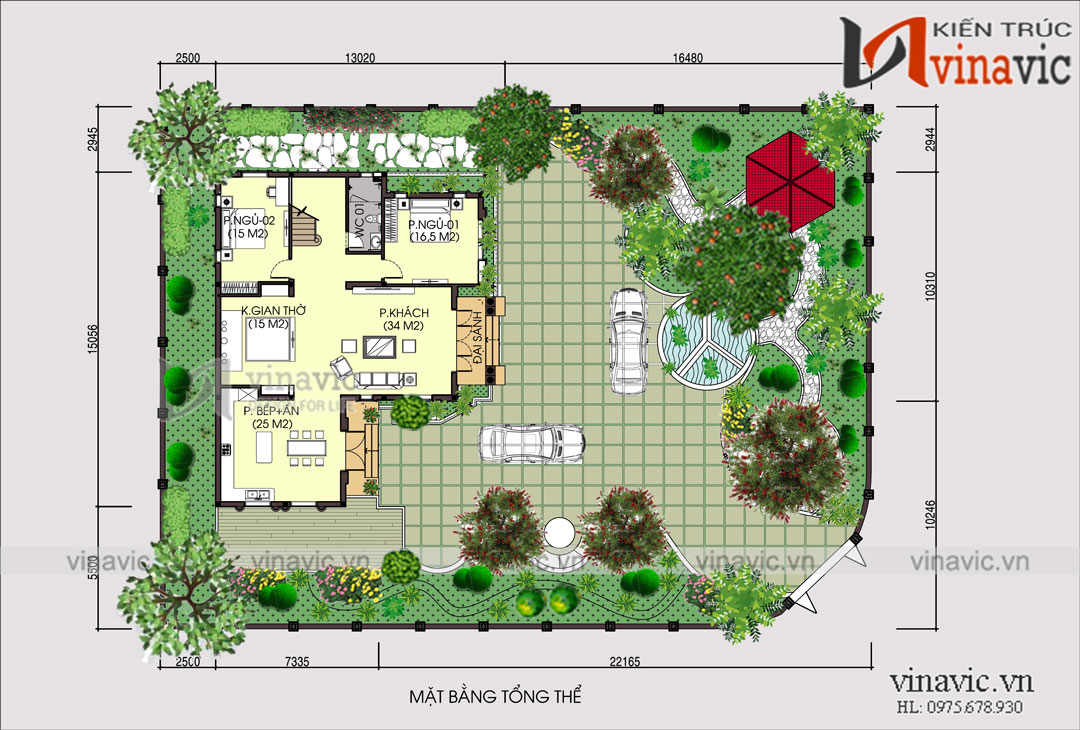 Mẫu thiết kế nhà biệt thự 1 trệt 1 lầu mái thái tân cổ điển BT1821