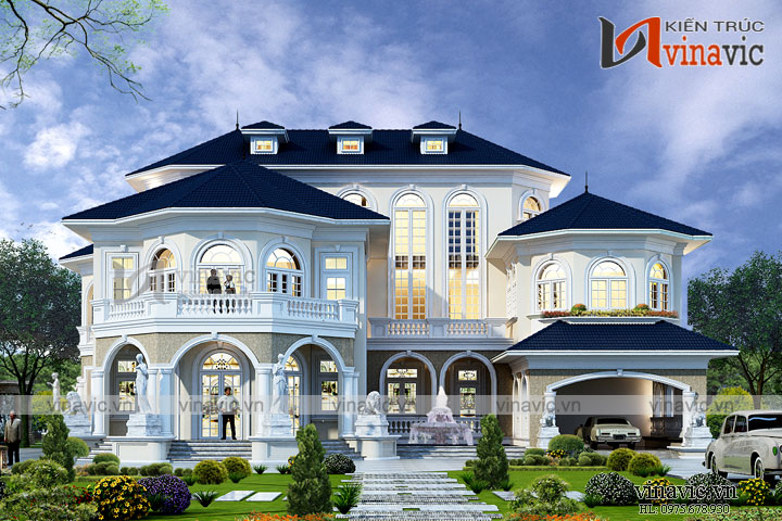 Góc chính diện dinh thự 1 trệt 1 lầu cao cấp 