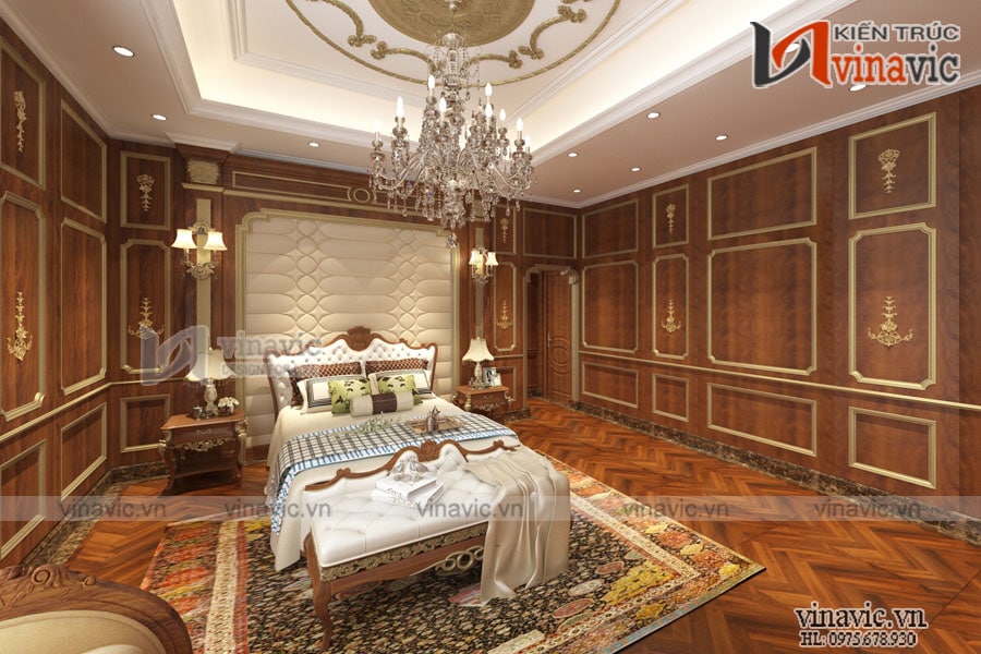phòng ngủ master mẫu nhà dinh thự 1 trệt 2 lầu